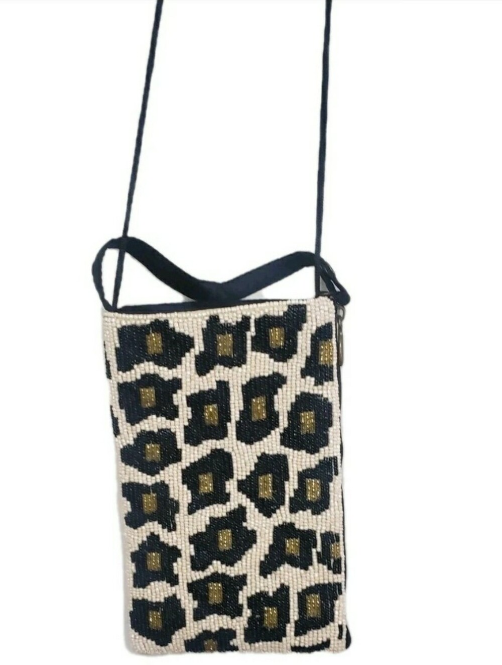 Leopard Beaded Crossbody Club Bag Wristlet Clutch Purse Wallet Bamboo Trading
